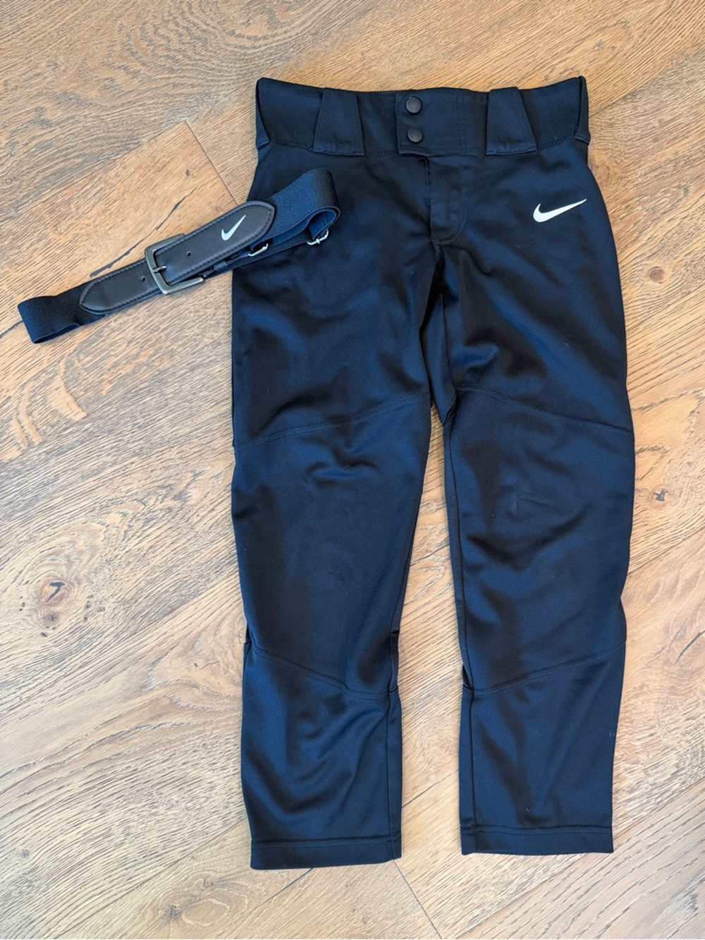 Nike Black Youth Baseball Pants with Belt Accent